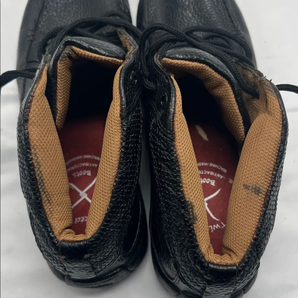 Leather Twisted X Black Lace Up Chukka Driving Mocs Boots